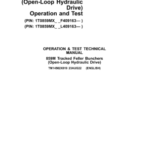 John Deere 859M Tracked Feller Bunchers (Open-Loop Hydraulic) Technical Repair Manual (SN F409163 & L409163 and up) - Image 1