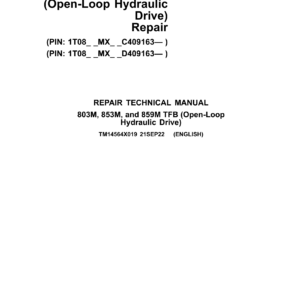 John Deere 859M Tracked Feller Bunchers (Open-Loop Hydraulic) Technical Repair Manual (SN C409163 & D409163 and up) - Image 2