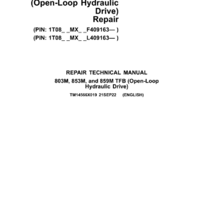John Deere 859M Tracked Feller Bunchers (Open-Loop Hydraulic) Technical Repair Manual (SN F409163 & L409163 and up) - Image 2