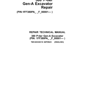 John Deere 380 P-Tier (Gen A) Excavator Technical Repair Manual (SN F_00001 and up) - Image 2