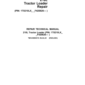 John Deere 210L Tractor Loader Technical Repair Manual (SN F420826 and Up) - Image 2
