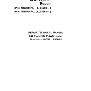 John Deere 844 P, 904 P (4WD) Loader Technical Repair Manual (SN L_05963 and up) - Image 2