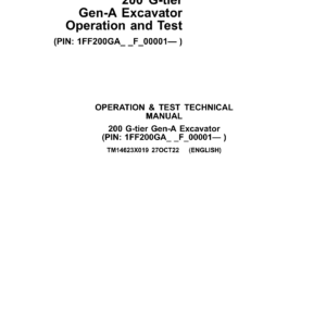 John Deere 200 G-Tier (Gen A) Excavator Technical Repair Manual (SN F_00001 and up) - Image 1