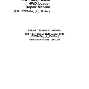 John Deere 524 P-Tier (Gen A - 4WD) Loader Technical Repair Manual (SN L_15418 and up) - Image 2