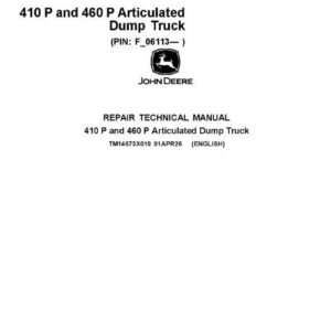 John Deere 410 P, 460 P Articulated Dump Truck Technical Repair Manual (SN F_06113 and Up) - Image 2