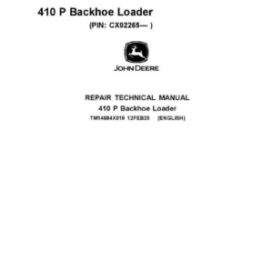 John Deere 410 P Backhoe Loader Technical Repair Manual (SN CX02265 and Up) - Image 2