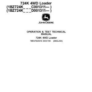 John Deere 724K (4WD) Loader Technical Repair Manual (SN C001311 & D001311 and up) - Image 1