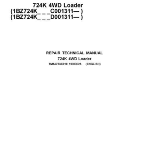 John Deere 724K (4WD) Loader Technical Repair Manual (SN C001311 & D001311 and up) - Image 2
