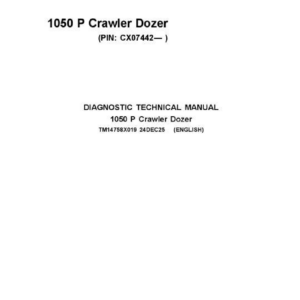 John Deere 1050 P Crawler Dozer Technical Repair Manual (SN CX07442 and up)