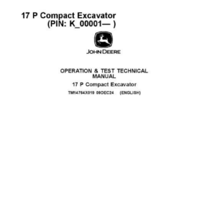 John Deere 17 P Excavator Technical Repair Manual (SN K_00001 and up) - Image 1