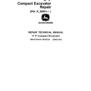 John Deere 17 P Excavator Technical Repair Manual (SN K_00001 and up) - Image 2