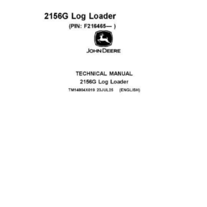 John Deere 2156G Log Loader Technical Repair Manual (SN F216465 and Up)