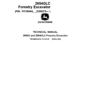 John Deere 2654GLC Forestry Excavator Technical Repair Manual (SN D260275 and up) - Image 1