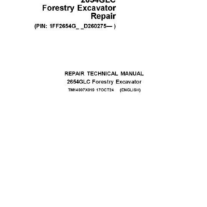 John Deere 2654GLC Forestry Excavator Technical Repair Manual (SN D260275 and up) - Image 2