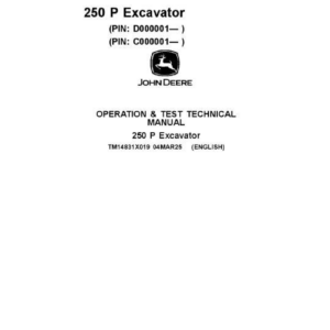 John Deere 250 P Backhoe Loader Technical Repair Manual (SN C000001 & D000001 and Up) - Image 1