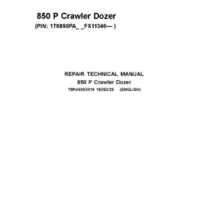 John Deere 850 P Crawler Dozer Technical Repair Manual (SN FX11340 and up) - Image 2
