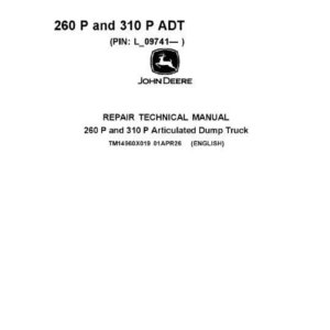 John Deere 260 P, 310 P Articulated Dump Truck Technical Repair Manual (SN L_09741 and Up) - Image 2