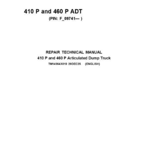 John Deere 410 P, 460 P Articulated Dump Truck Technical Repair Manual (SN F_09741 and Up) - Image 2