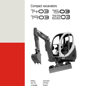 Wacker Neuson 1403, 1503, 1903, 2203 (SN starting with AD) Excavator Service Repair Manual - Image 3
