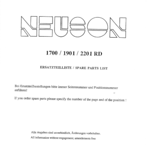 Wacker Neuson 1700, 1901, 2201 Excavator Parts Catalog Manual (German)