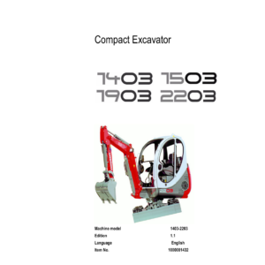 Wacker Neuson 1703 Excavator Service Repair Manual