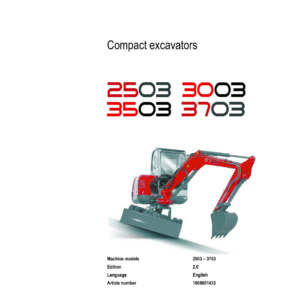 Wacker Neuson 2503, 3003, 3503, 3703 (SN Starting with AC & AD) Excavator Service Repair Manual
