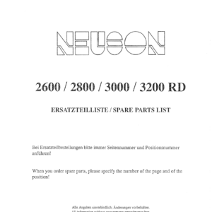 Wacker Neuson 2600, 2800, 3000, 3200 Excavator Parts Catalog Manual (German)