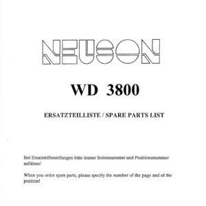 Wacker Neuson 3800 Excavator Parts Catalog Manual (German)