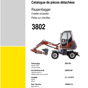 Wacker Neuson 3802 Excavator Parts Catalog Manual