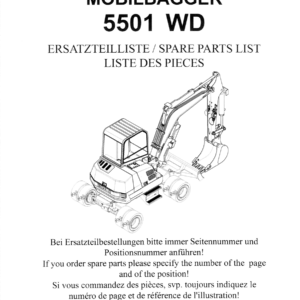 Wacker Neuson 5501 Excavator Parts Catalog Manual