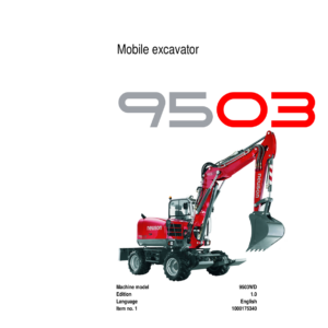 Wacker Neuson 9503 Excavator Service Repair Manual - Image 1