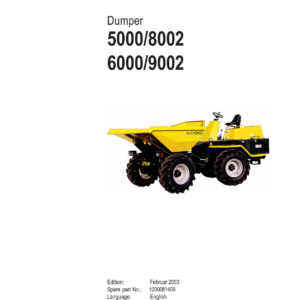 Wacker Neuson 5000-8002, 6000-9002 Dumper Operators and Parts Catalog Manual