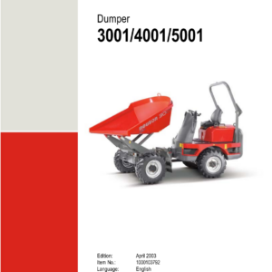 Wacker Neuson 2701, 3501, 4501, 5001 Dumper Operators and Parts Catalog Manual