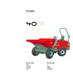 Wacker Neuson 4001 Dumper Service Repair Manual