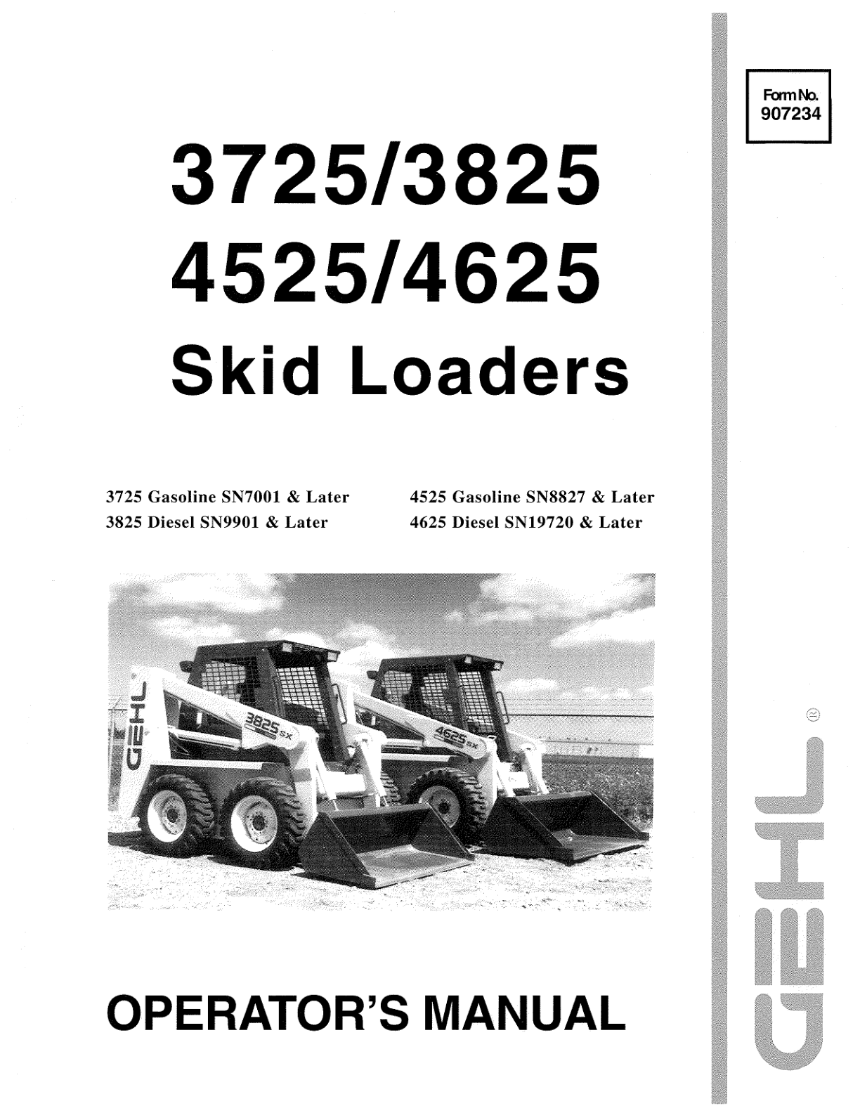 Gehl SL4525 Skid Steer Loader Operators and Parts Manual