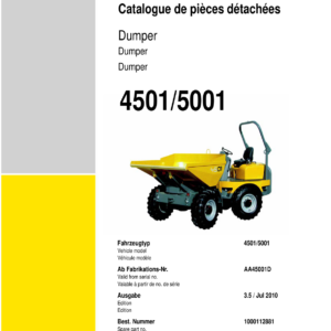 Wacker Neuson 2701, 3501, 4501, 5001 Dumper Operators and Parts Catalog Manual - Image 3
