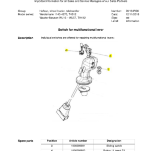 Wacker Neuson WL16 Wheel Loader Operators and Parts Manual - Image 1