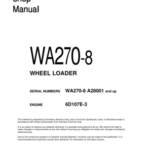 Komatsu WA270-8 Wheel Loader Service Repair Manual