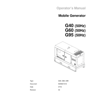 Wacker Neuson G40 Generators Operators and Parts Catalog Manual - Image 1