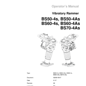 Wacker Neuson BS50-4s, BS50-4As, BS60-4s, BS60-4As, BS70-4As Vibratory Rammers Service Repair Manual - Image 2