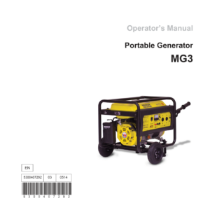 Wacker Neuson MG3 Generators Operators and Parts Catalog Manual - Image 1