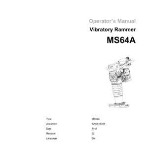 Wacker Neuson MS64A Vibratory Rammer Operators and Parts Manual - Image 1