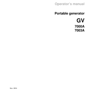 Wacker Neuson GV7000 Generators Operators and Parts Catalog Manual - Image 1