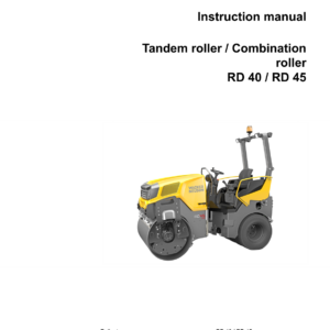 Wacker Neuson RD45-140, RD45-140C Roller Operators and Parts Manual - Image 1
