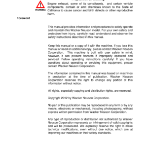 Wacker Neuson RS600A Single Drum Roller Operators and Parts Manual - Image 3