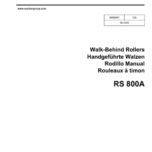 Wacker Neuson RS800A, RSS800A Single Drum Roller Service Repair Maual - Image 2